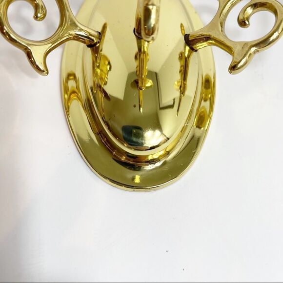 Lot of Brass wall candle holders one triple, one pair and one single - Picture 8 of 11